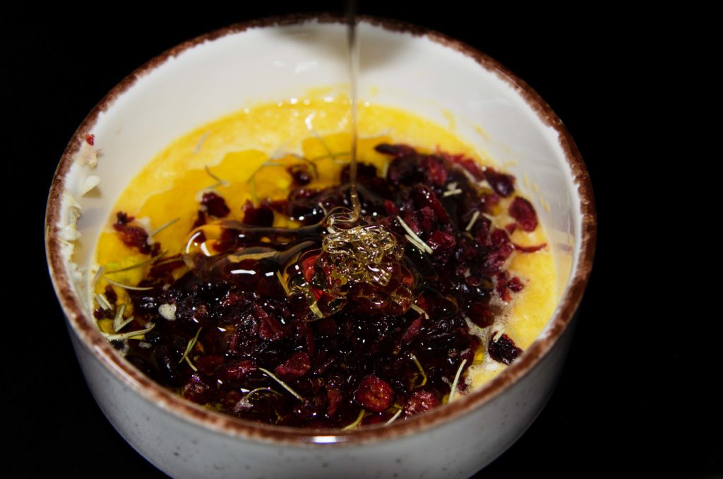 Sauce made from cranberries, oranges, and honey